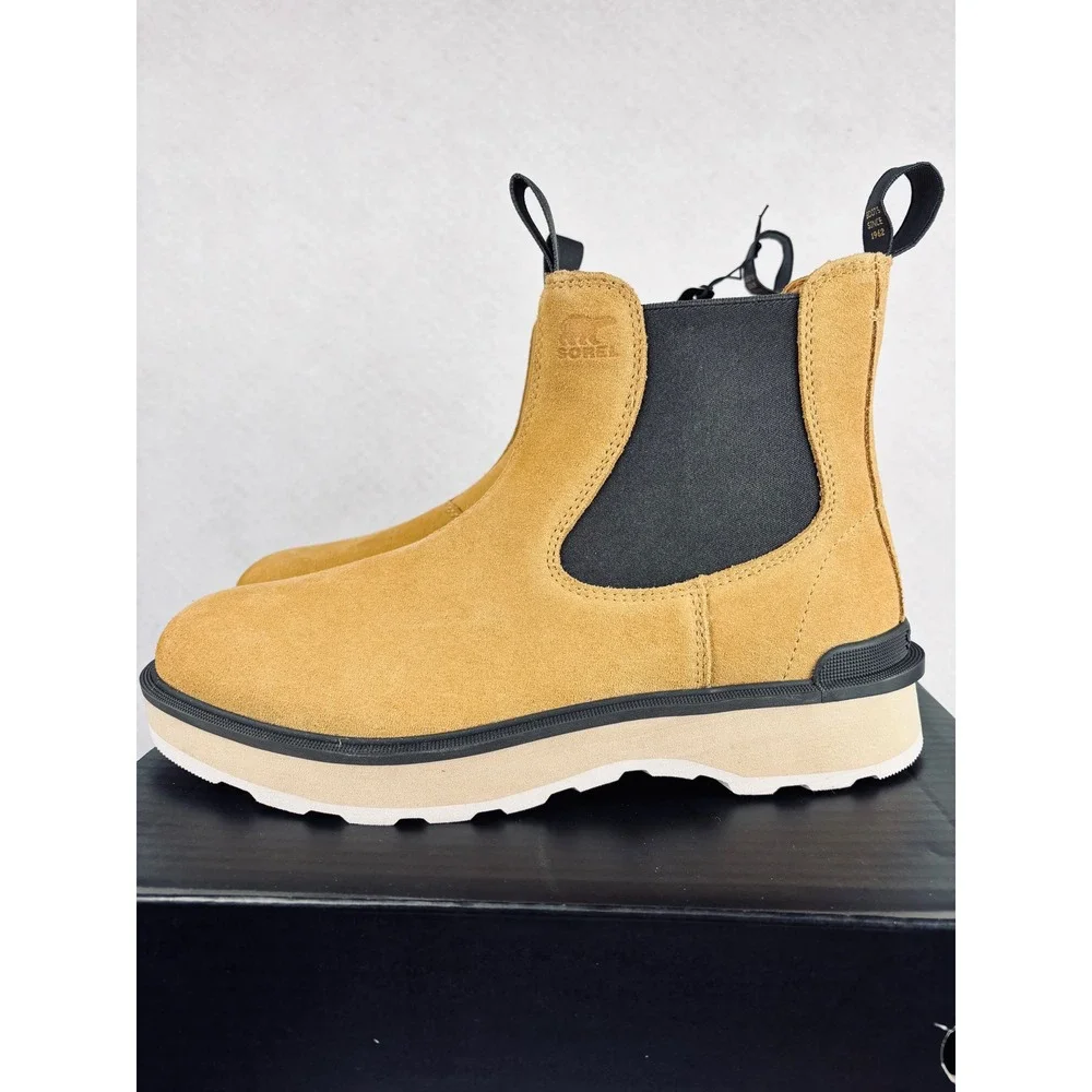 Sorel Hi-Line Chelsea Boots Womens 11 Tan Suede Waterproof Platform Ankle Boot